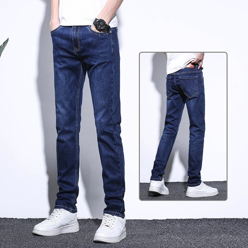 Férfi üzleti farmernadrág, rugalmas, egyenes szárú, denim