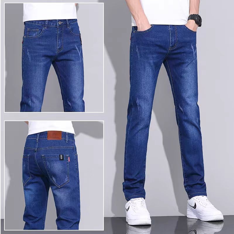 Muške ljetne traperice od denima sa stretchom — slim fit, ravni kroj, duge hlače