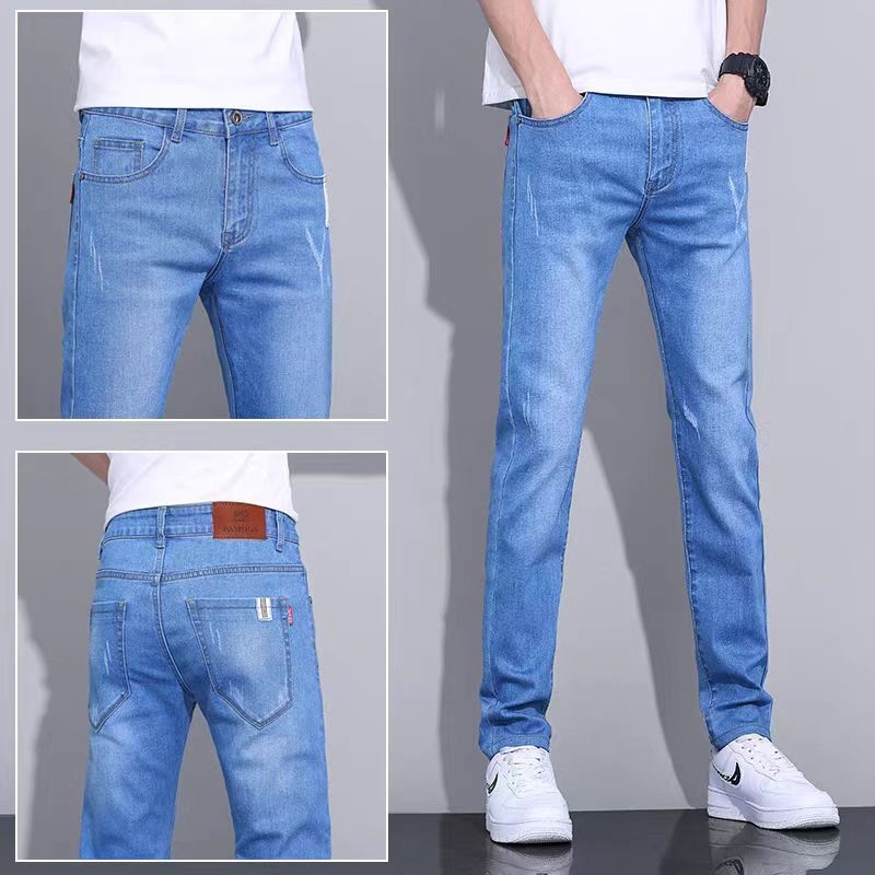 Muške ljetne traperice od denima sa stretchom — slim fit, ravni kroj, duge hlače