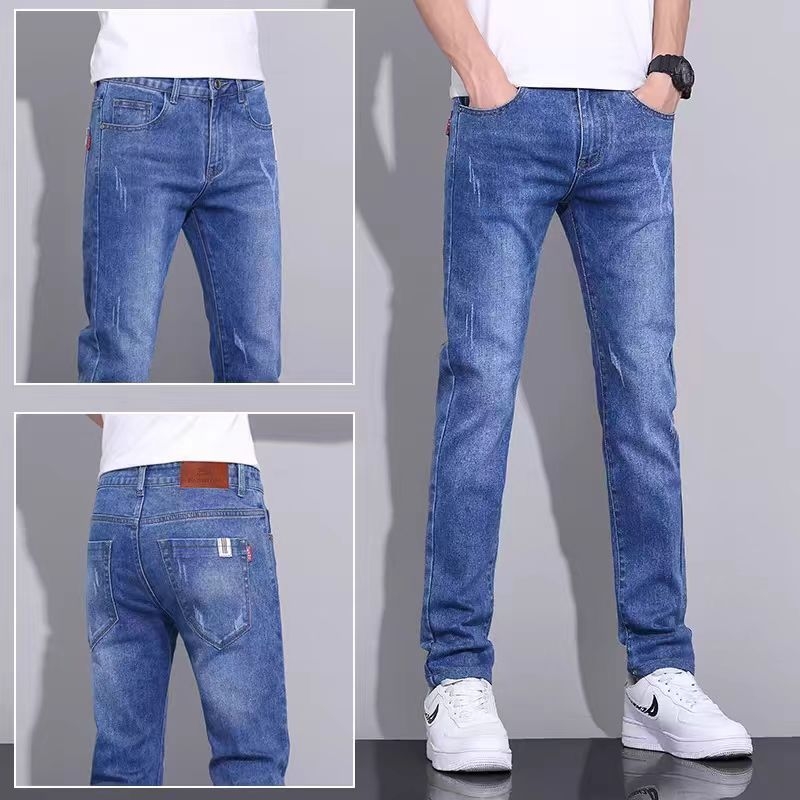 Muške ljetne traperice od denima sa stretchom — slim fit, ravni kroj, duge hlače