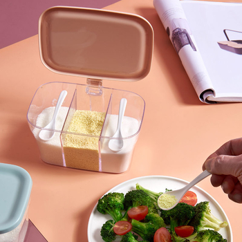 Kutija za začine u kuhinji – set s tri odjeljka, prozirni spremnik za sol, monosodium glutamat (MSG) i papar