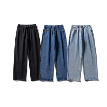 Férfiaknak szóló retro szabású farmernadrág, háromszínű, alap denim, 2025 ősz