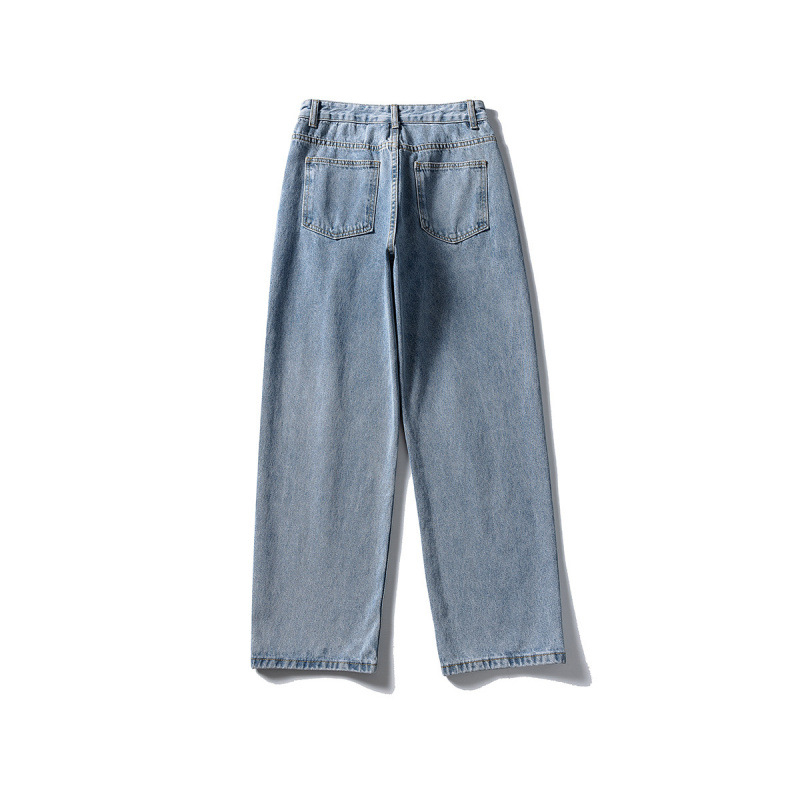 Férfiaknak szóló retro szabású farmernadrág, háromszínű, alap denim, 2025 ősz