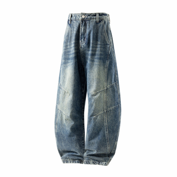 1239 Guke Jing Férfi denim nadrág, ívelt szegéllyel, laza szabás, tiniknek, 2026 tavasz