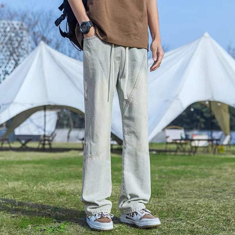 Férfi denimnadrág, egyenes szabás, középmagas derék, mindennapi viselet, tavasz-ősz