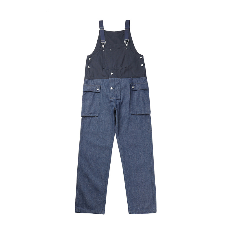 Férfi denim overál vállpántokkal, laza, kényelmes munkaruházat