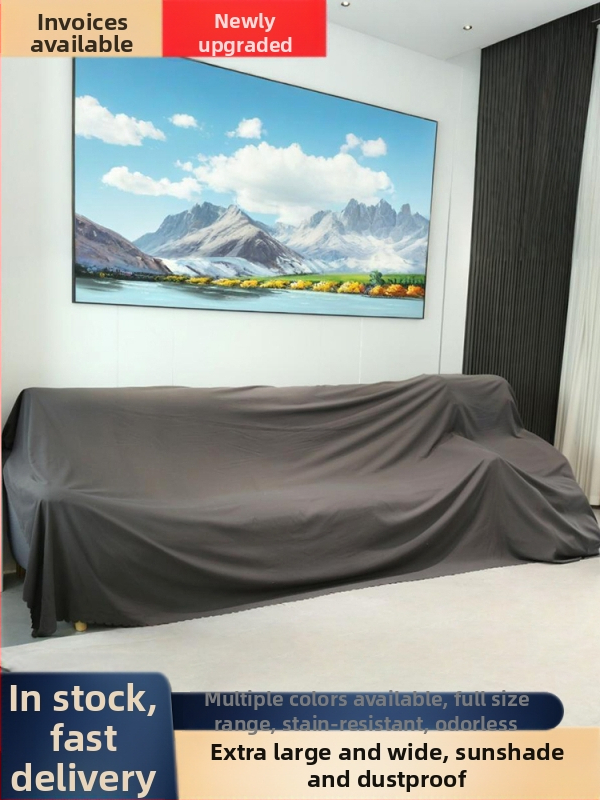 Prikrývka proti prachu na posteľ, pohovku a nábytok z hrubej sivej látky