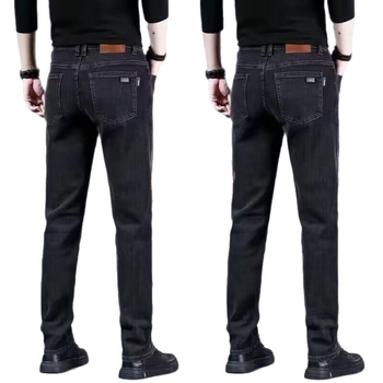 Férfiaknak rugalmas farmernadrág, egyenes szár, slim fit, mosott felület
