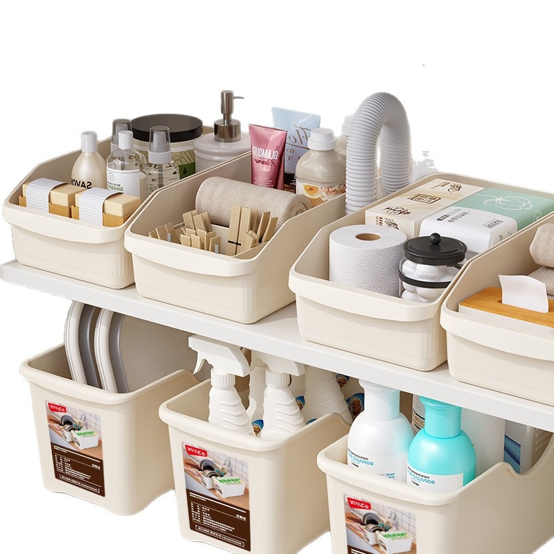 Plastična kutija za skladištenje u ormaru s nosačem poklopaca lonaca i kliznim organizatorom, 12 L, 31×18×11 cm, japanski stil