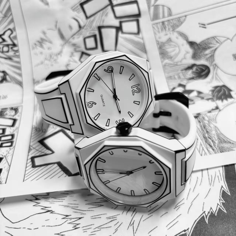 Sat u manga stilu za učenike - 2D dizajn, unisex, narukvica od silikona, kvarcni mehanizam