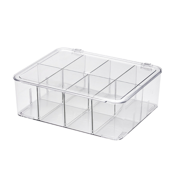 Kutija za kartice s poklopcem i pregradama, 12 odjeljaka, nosač kartica, dimenzije 30,5 × 25 × 10,5 cm, PET materijal