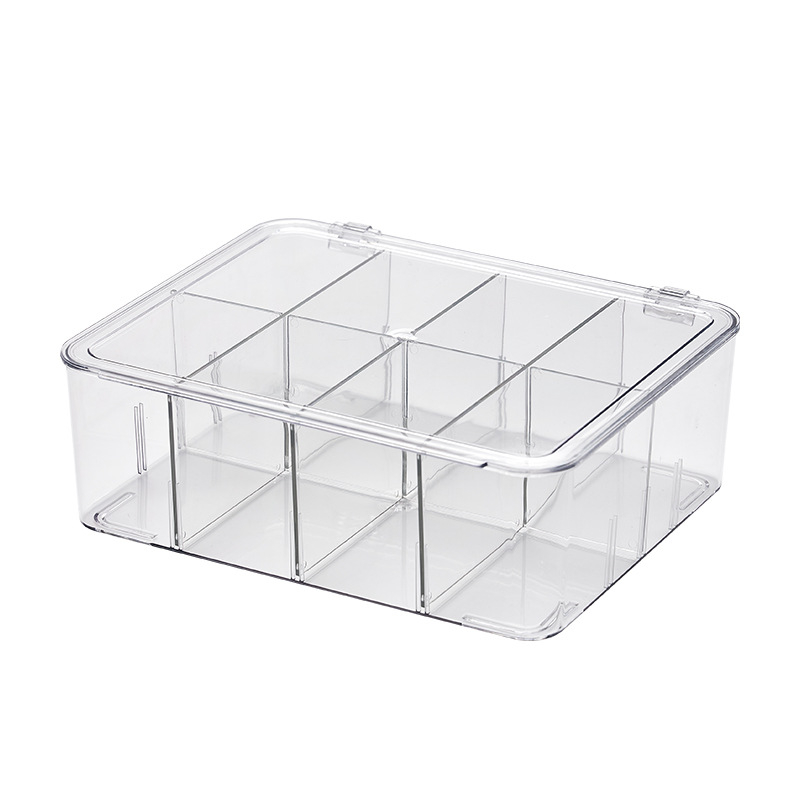 Kutija za kartice s poklopcem i pregradama, 12 odjeljaka, nosač kartica, dimenzije 30,5 × 25 × 10,5 cm, PET materijal