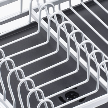 Stalak za posuđe od aluminijske legure, s pladnjem za vodu, jednoslojni, srebrne boje, europski stil