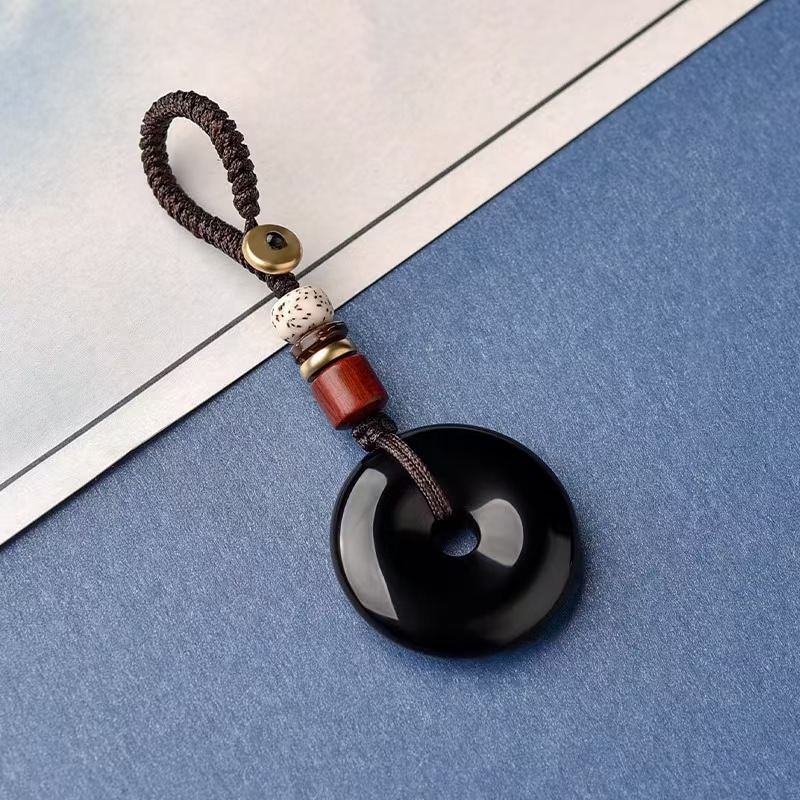 Putuo Mountain prirodni obsidijan privjesak, talisman za godinu zodijaka, unisex lančić poklon