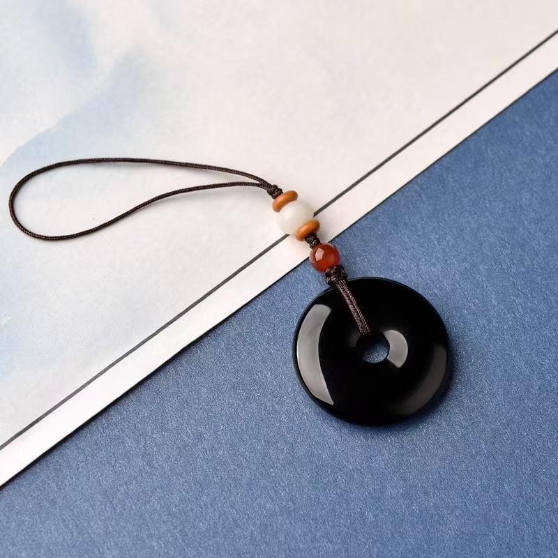 Putuo Mountain prirodni obsidijan privjesak, talisman za godinu zodijaka, unisex lančić poklon