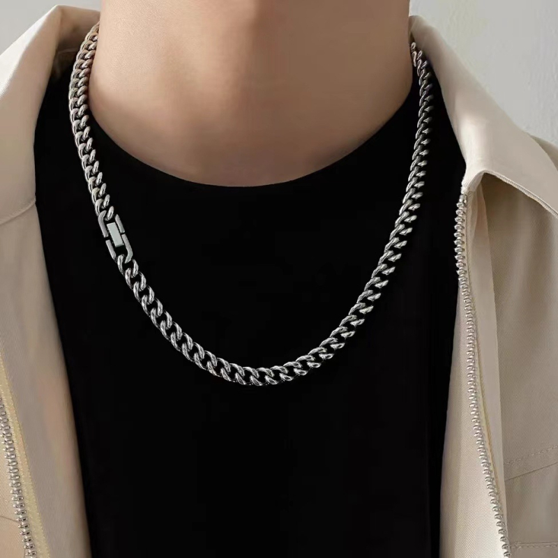 Kubanski lanac od nehrđajućeg čelika s poliranim okruglim lancem, unisex modni dodaci, minimalistički stil