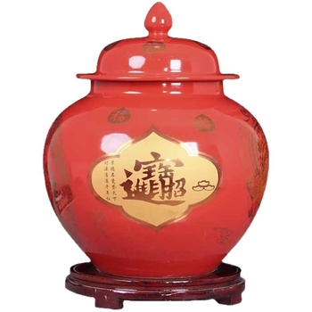 Jingdezhen keramički spremnik za rižu u kineskom stilu s poklopcem, za kućnu upotrebu, kapacitet 20–30 jin, zapečaćeno protiv insekata i vlage
