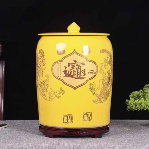 Jingdezhen keramički spremnik za rižu u kineskom stilu s poklopcem, za kućnu upotrebu, kapacitet 20–30 jin, zapečaćeno protiv insekata i vlage