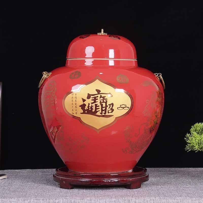 Jingdezhen keramički spremnik za rižu u kineskom stilu s poklopcem, za kućnu upotrebu, kapacitet 20–30 jin, zapečaćeno protiv insekata i vlage