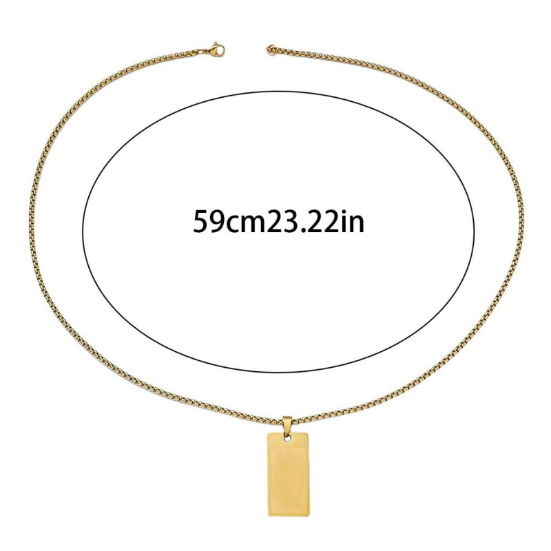 Unisex ogrlica od titan čelika s kvadratnim privjeskom i geometrijskim dizajnom, prilagodljiva duljina 51-80 cm