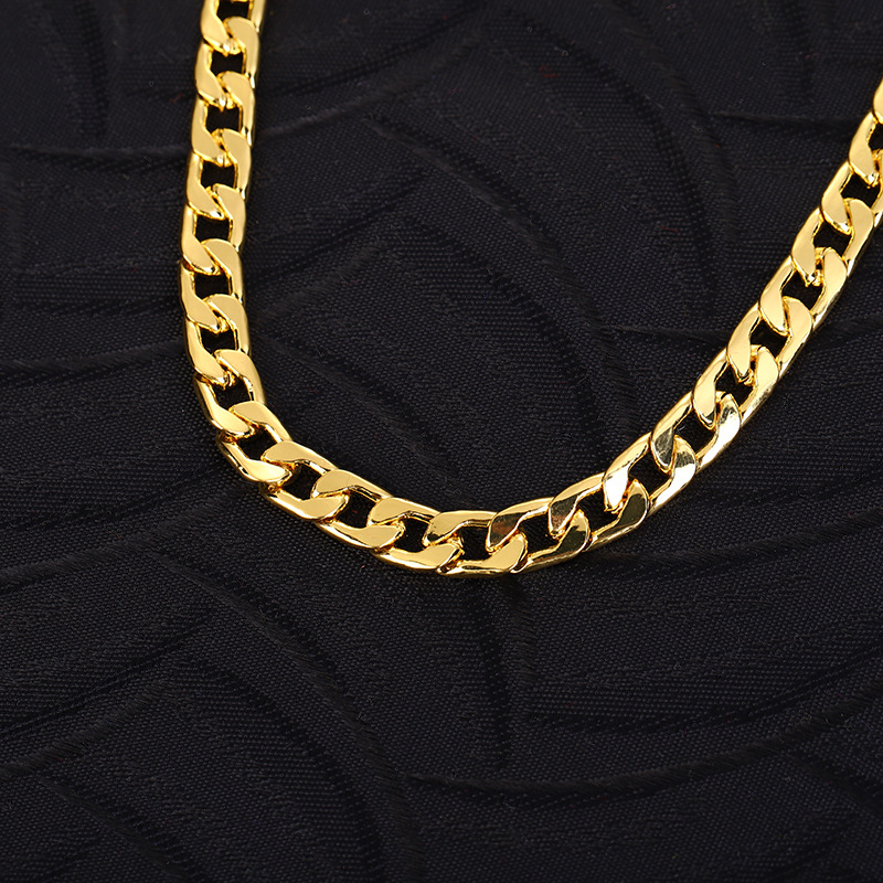 Muški NK lanac ogrlica, 8 mm, 18K pozlaćeno, geometrijski hip-hop stil.