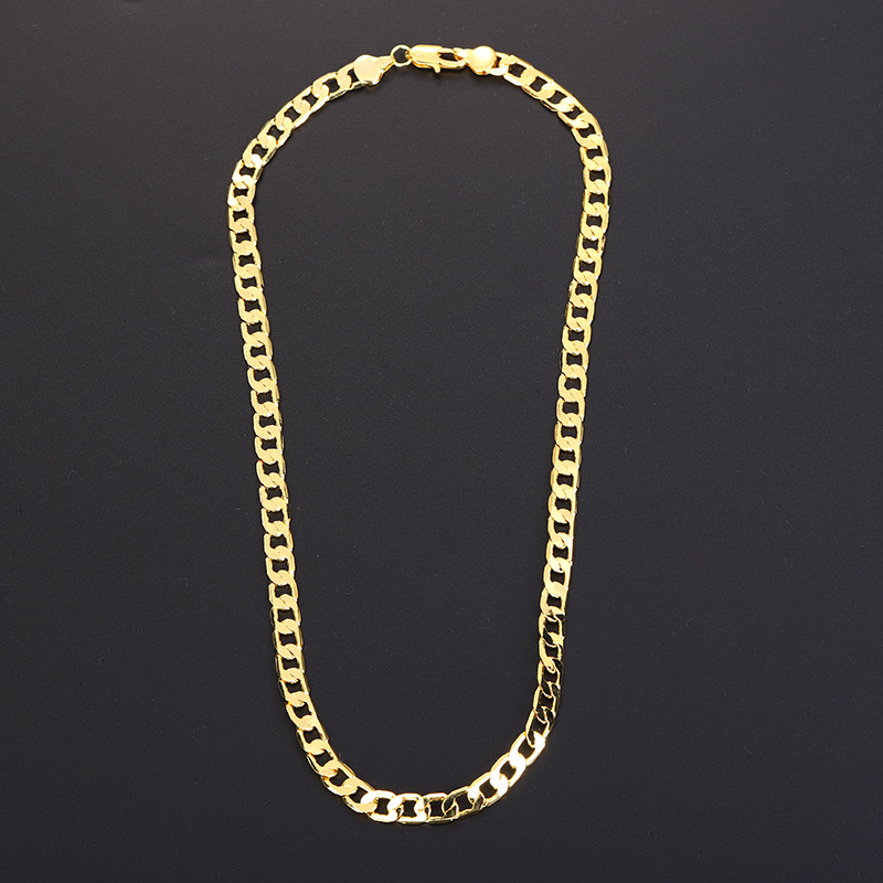 Muški NK lanac ogrlica, 8 mm, 18K pozlaćeno, geometrijski hip-hop stil.