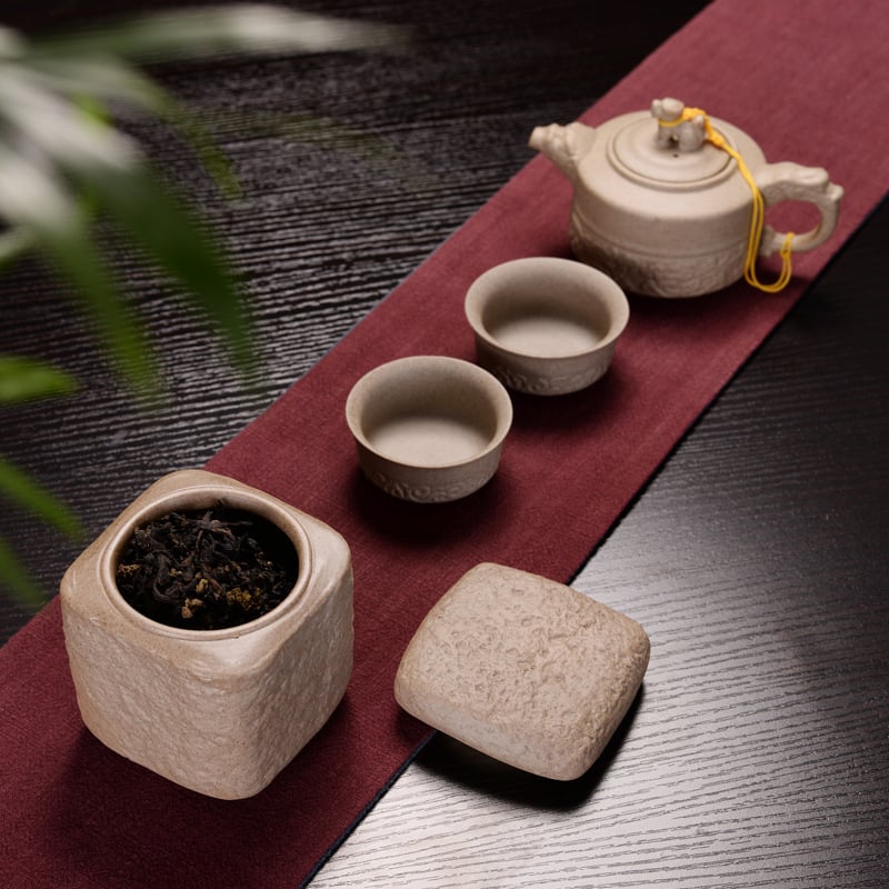 Keramički spremnik za čaj, retro kinesko-japanski stil, minimalističko kućno skladištenje crnog i zelenog čaja; Gongfu čajni pribor, male veličine.