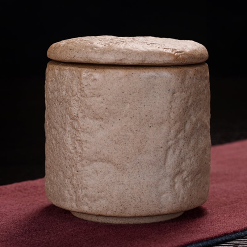 Keramički spremnik za čaj, retro kinesko-japanski stil, minimalističko kućno skladištenje crnog i zelenog čaja; Gongfu čajni pribor, male veličine.