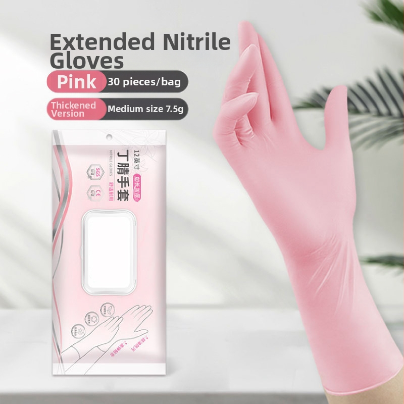Nitrilne rukavice za kućanstvo i kuhinju, produžene i debeli, prehrambene kvalitete, vodootporne i otporne na masnoće, izdržljive