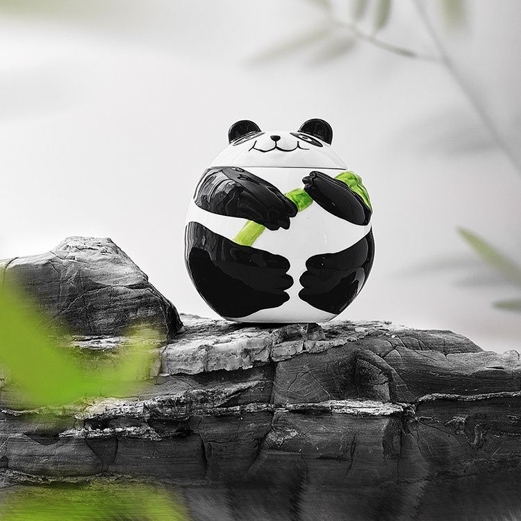 Keramički čajni kanistar u kineskom stilu s panda motívom, otporan na vlagu i zatvarač, slatka kutija za skladištenje