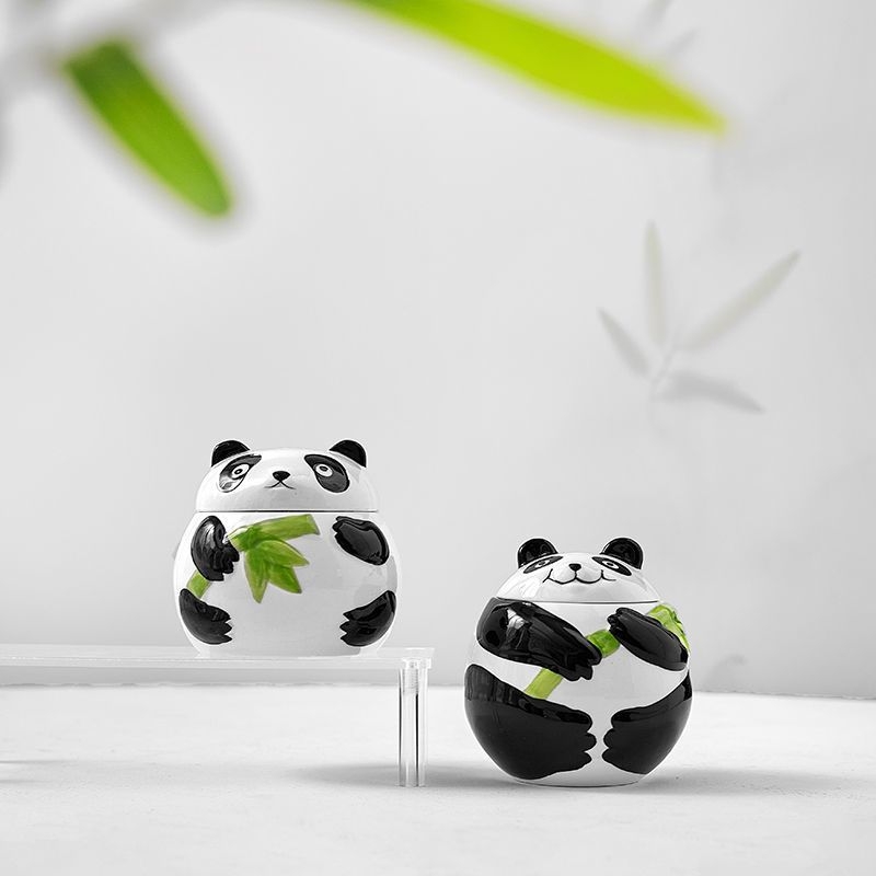 Keramički čajni kanistar u kineskom stilu s panda motívom, otporan na vlagu i zatvarač, slatka kutija za skladištenje