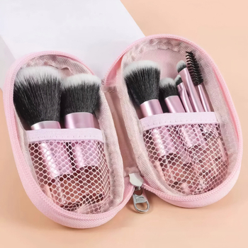 Mini súprava štetcov na make-up s kryštálovou rúčkou - cestovný set s štetcami na púder, kontúrovanie a lícny štetec