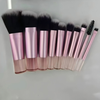 Mini súprava štetcov na make-up s kryštálovou rúčkou - cestovný set s štetcami na púder, kontúrovanie a lícny štetec