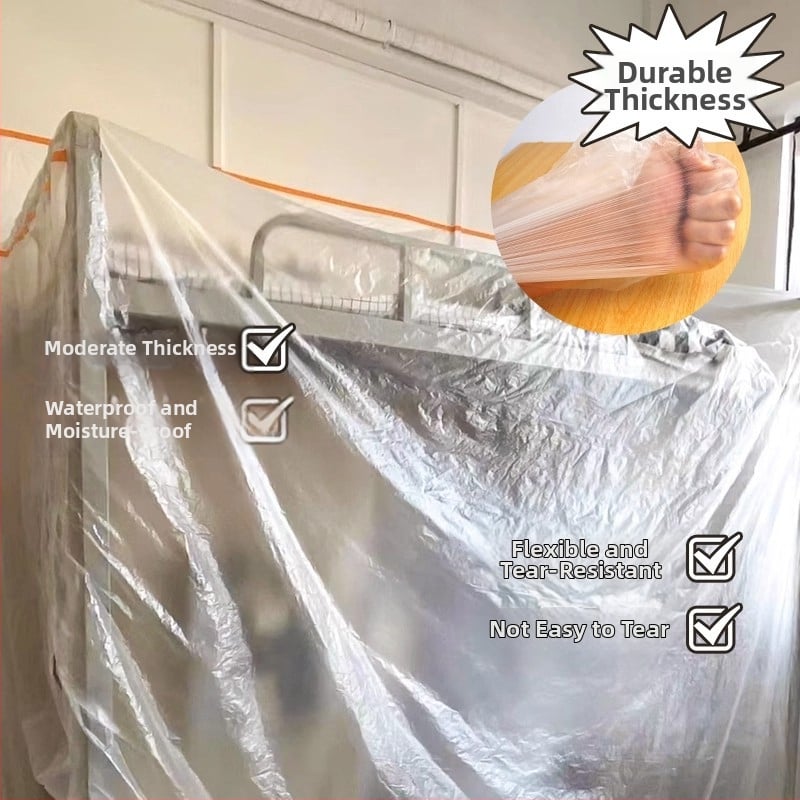 Priehľadná jednorazová ochranná prikrývka na nábytok proti prachu, hrubší viacfunkčný plastový film pre domácu výzdobu a ochranu proti prachu