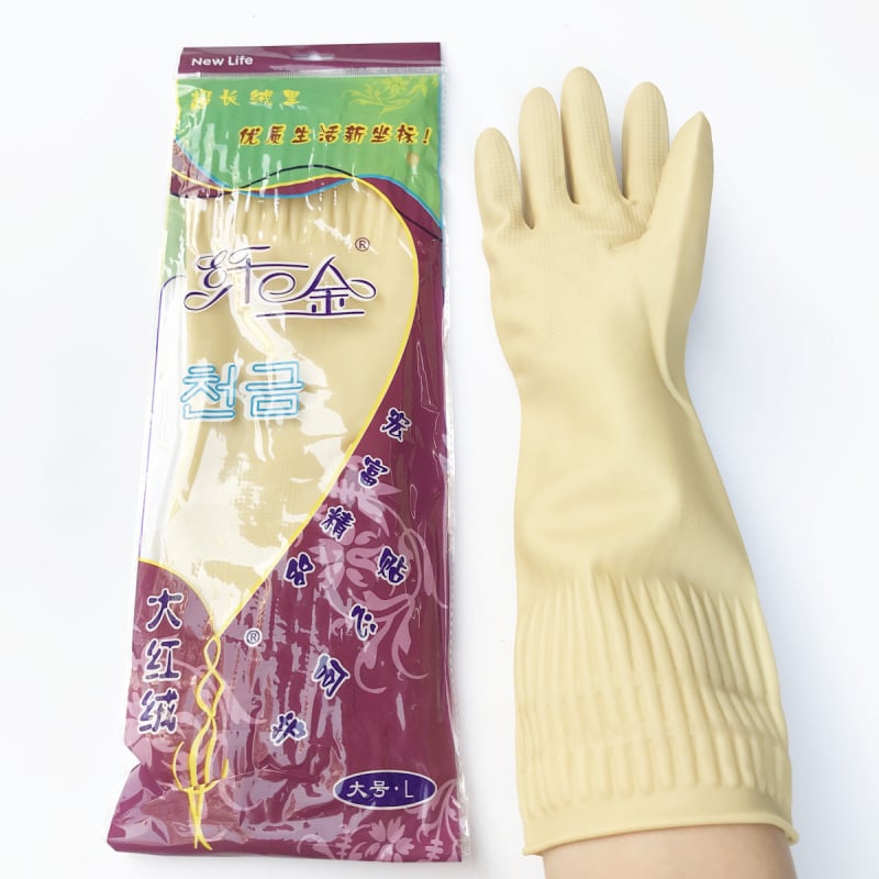 Fiber Gold latex rukavice za pranje posuđa, dužine 38 cm, crveno-bijele, izdržljive, 115 g