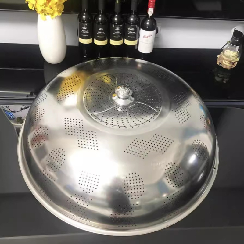 Debeli poklop od nehrđajućeg čelika za zdjele i tanjure — zaštita od prašine za ostatke, velikog formata