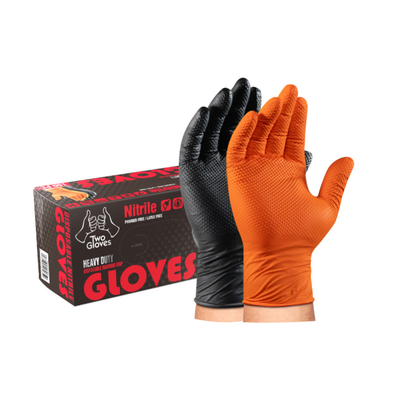 TwoGloves jednokratne nitril rukavice, deblje otporne s dijamantnim uzorkom, za popravke automobila i industrijsku zaštitu otporne na ulje