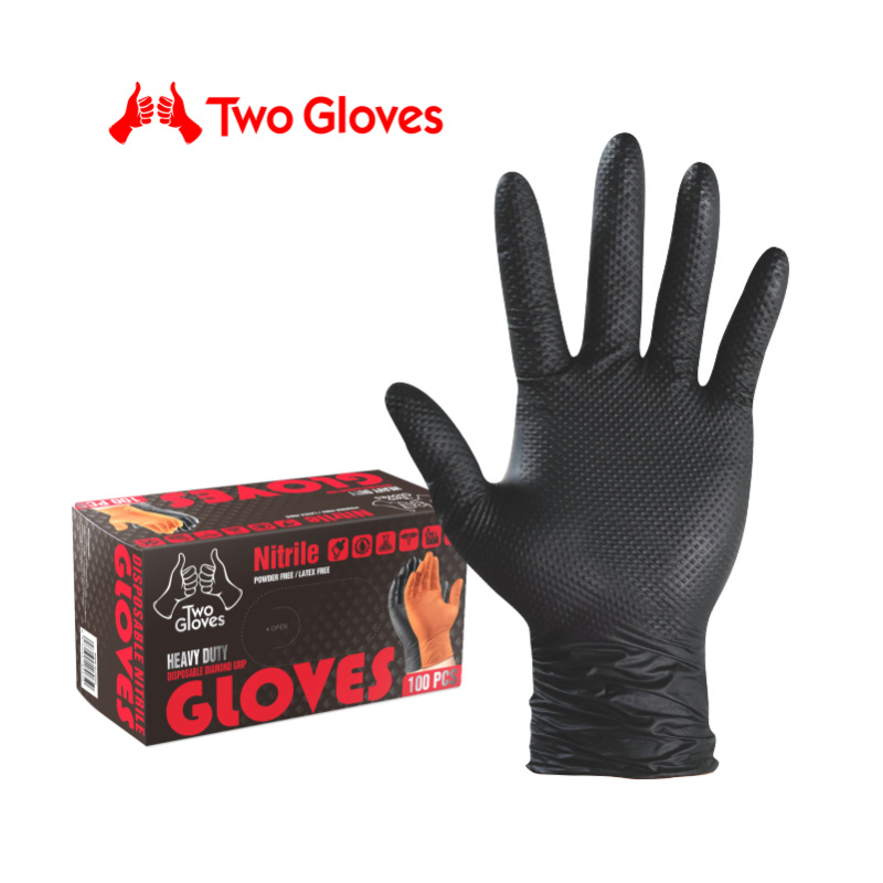 TwoGloves jednokratne nitril rukavice, deblje otporne s dijamantnim uzorkom, za popravke automobila i industrijsku zaštitu otporne na ulje