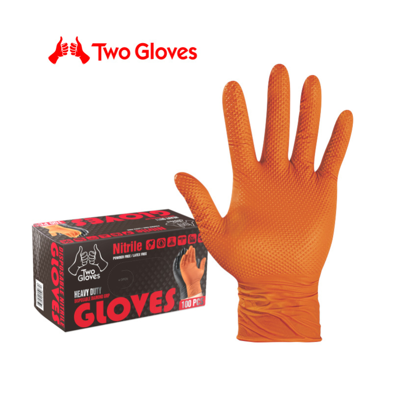 TwoGloves jednokratne nitril rukavice, deblje otporne s dijamantnim uzorkom, za popravke automobila i industrijsku zaštitu otporne na ulje