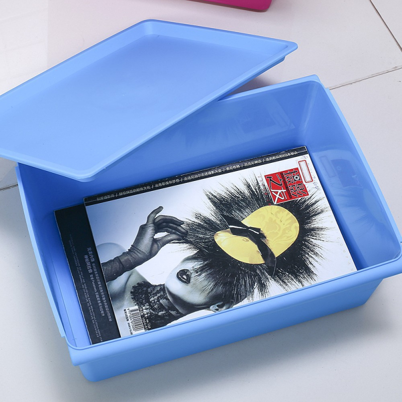 Srednja plastična kutija za stolnu pohranu s poklopcem, 18 L, za knjige, igračke, sitnice i donje rublje