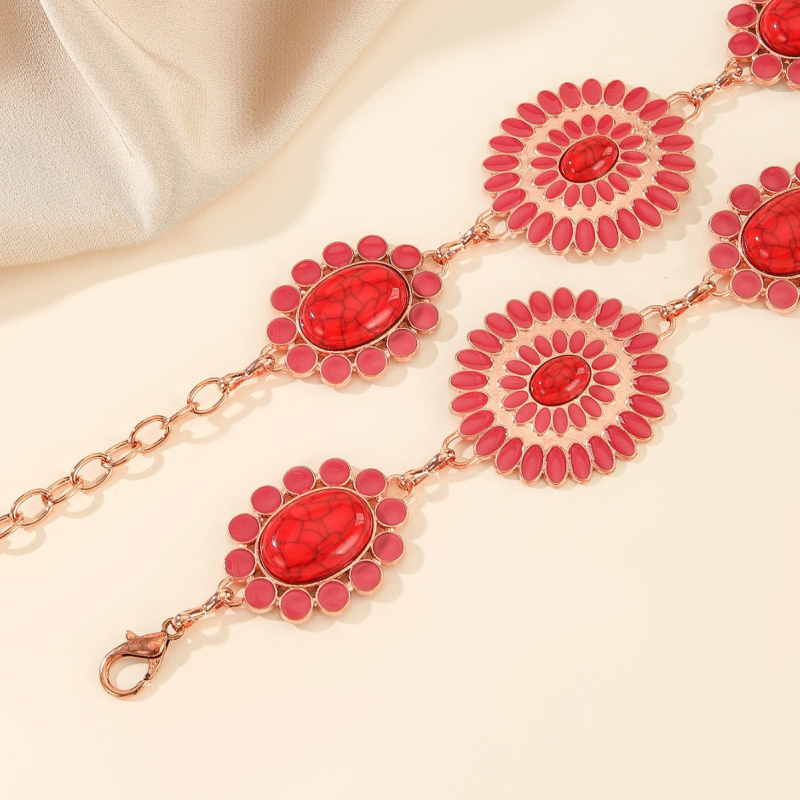 Ženski lanac za struk s turkiznim kamenom, boho stil, metalna gravura, retro pojas, svestrani tijelo lanac