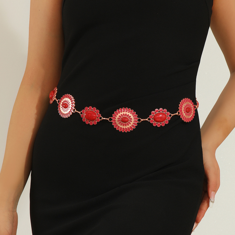 Ženski lanac za struk s turkiznim kamenom, boho stil, metalna gravura, retro pojas, svestrani tijelo lanac