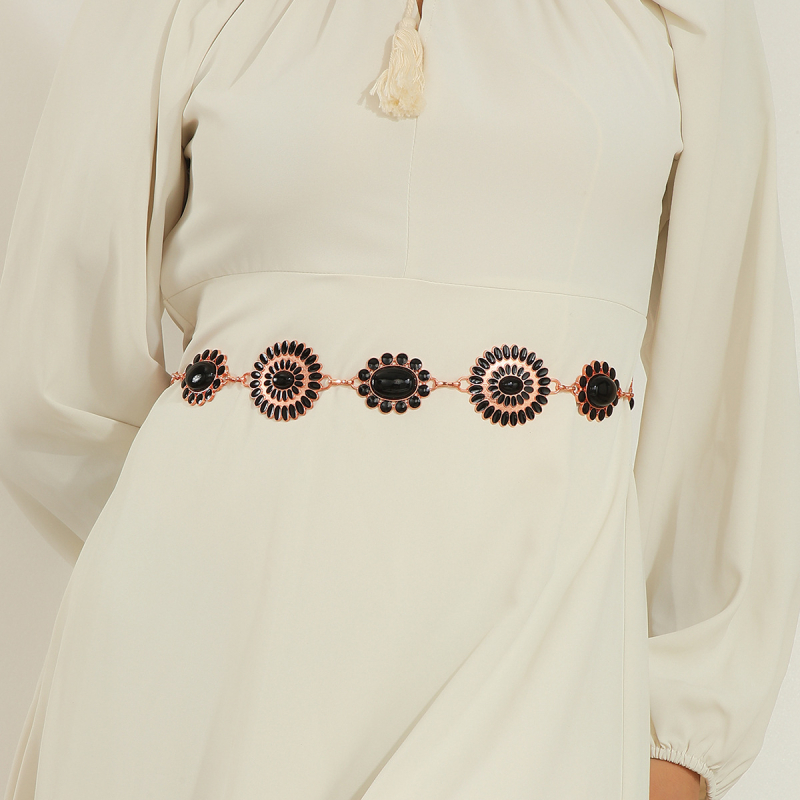 Ženski lanac za struk s turkiznim kamenom, boho stil, metalna gravura, retro pojas, svestrani tijelo lanac