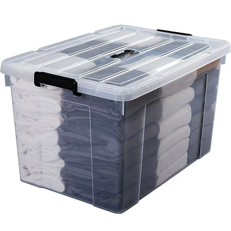 Prozirna pravokutna plastična kutija za skladištenje s poklopcem, velikog kapaciteta, za kućnu upotrebu i organizaciju odjeće