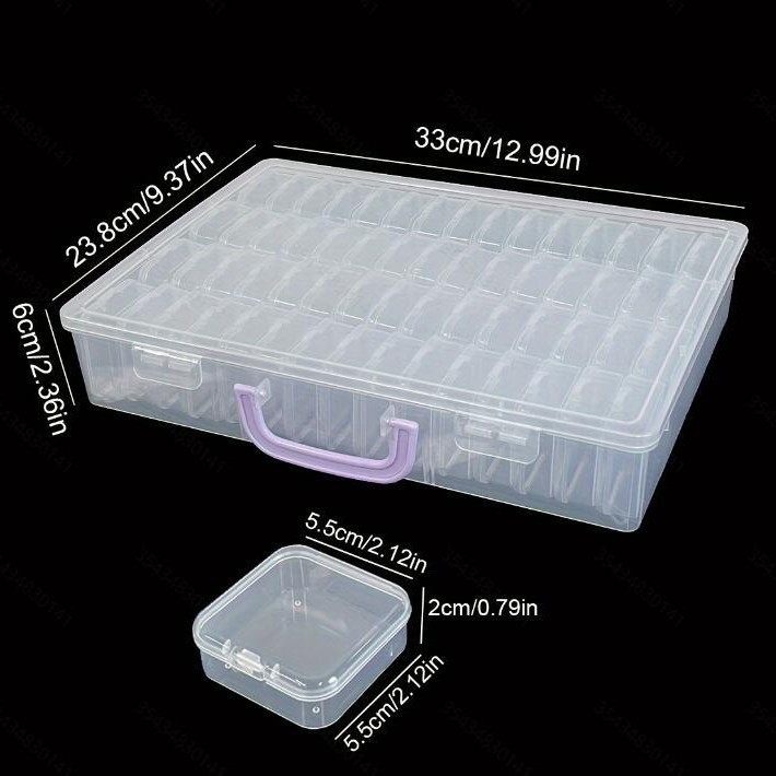 Prozirna plastična kutija s 60 pretinaca za pohranu manikurnih dodataka, perlica i tablete