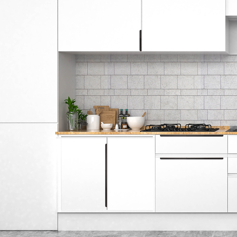Skrivena ručka za garderobu, crna, moderni minimalistički stil, bez bušenja, ugradbena, dužina 1 m
