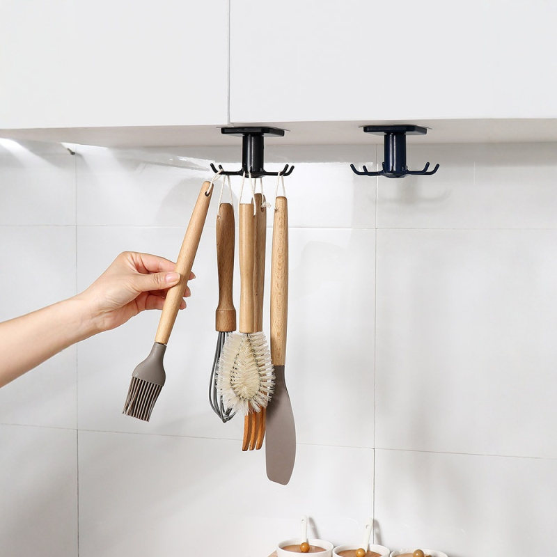 Kuka za kuhinju s 6 kandži za žlice i spatule, zidni okretni organizator za male dijelove