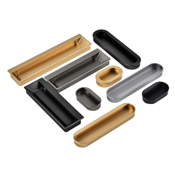 Ugradbena ručka za ormariće i ladice, aluminijski spoj, mat završna obrada. Veličine 65 mm, 150 mm, 200 mm. Jednostruka ili dvostruka vodilica. Završeci: brass gold, gun gray, gentleman gray, matte black.