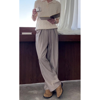 Muške hlače s prugama, ravnog kroja, opuštenog kroja, Yamamoto stil