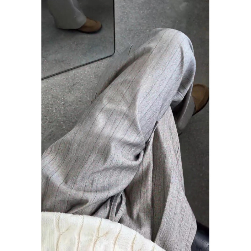 Muške hlače s prugama, ravnog kroja, opuštenog kroja, Yamamoto stil